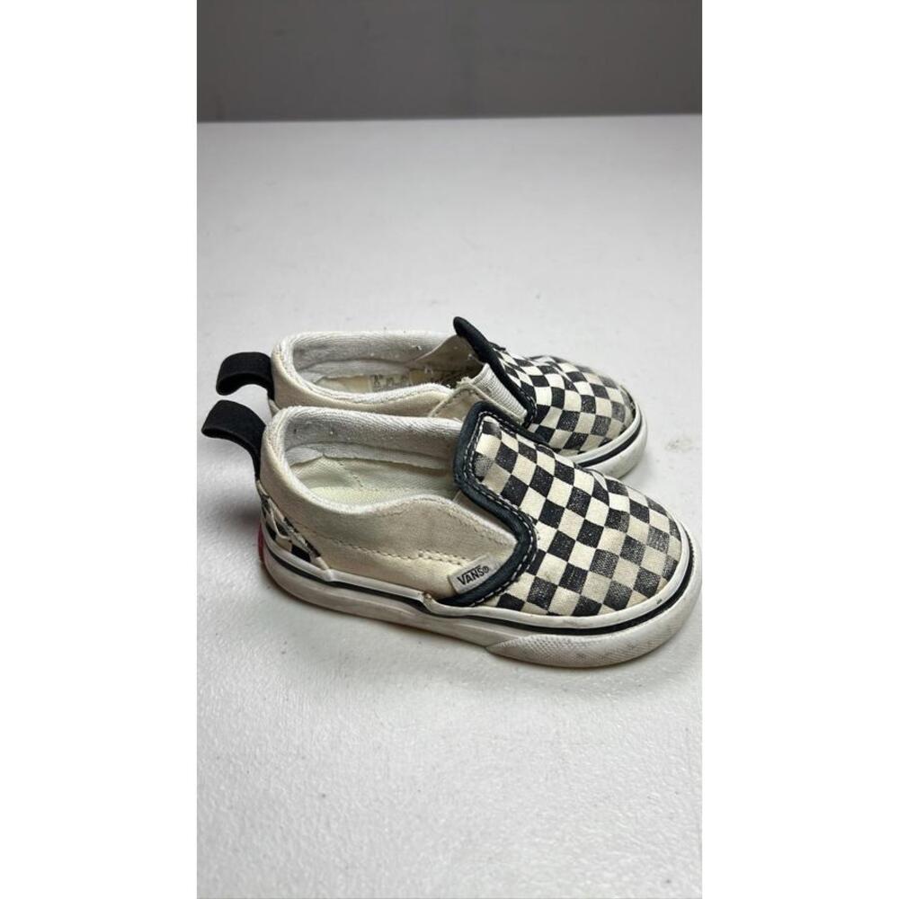 Vans Toddler Slip-On Checkerboard Black White Skate Shoes Size 6